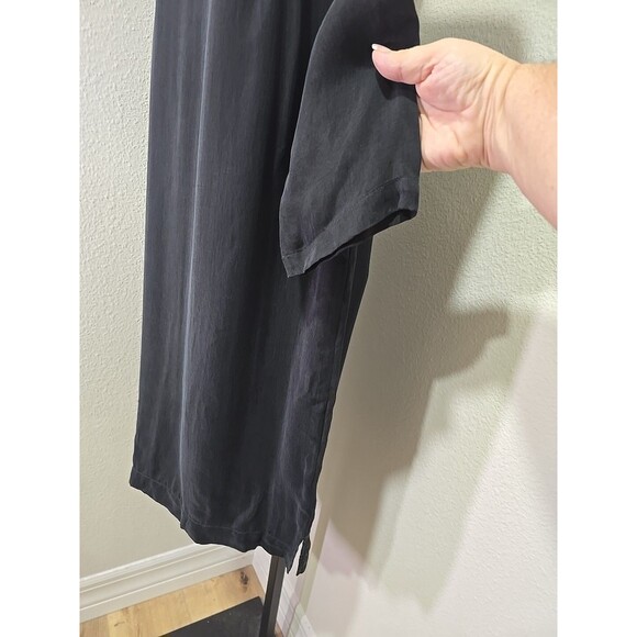 Peasant Minimalist Lagenlook Modest Black Shift Capsule Dress Womens Small Cupro - Picture 4 of 8